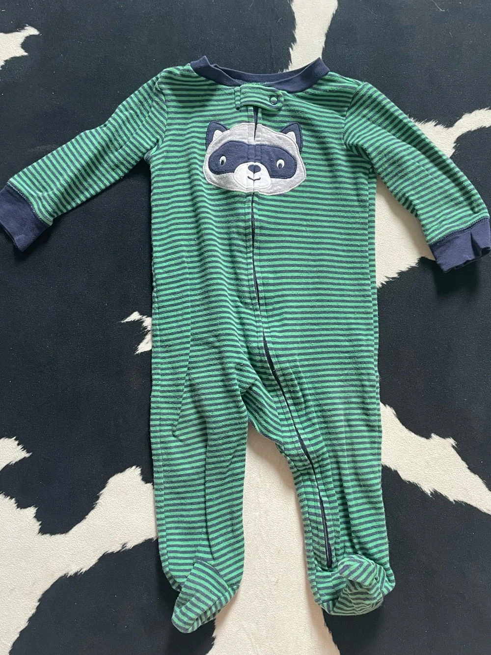 5/$20 Stripped Raccoon Footie Sleeper